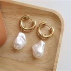 Baroque Irregular Pearl Hoop Earrings – Elegant Jewelry for Wedding Party