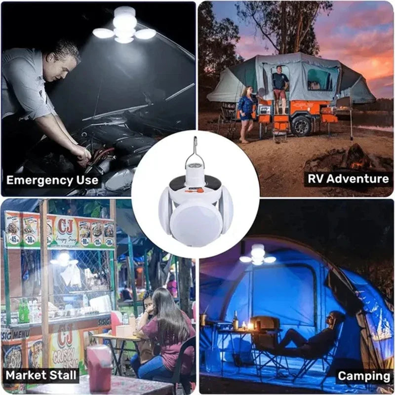 Portable Solar LED Folding Lantern – USB Rechargeable for Camping Emergency