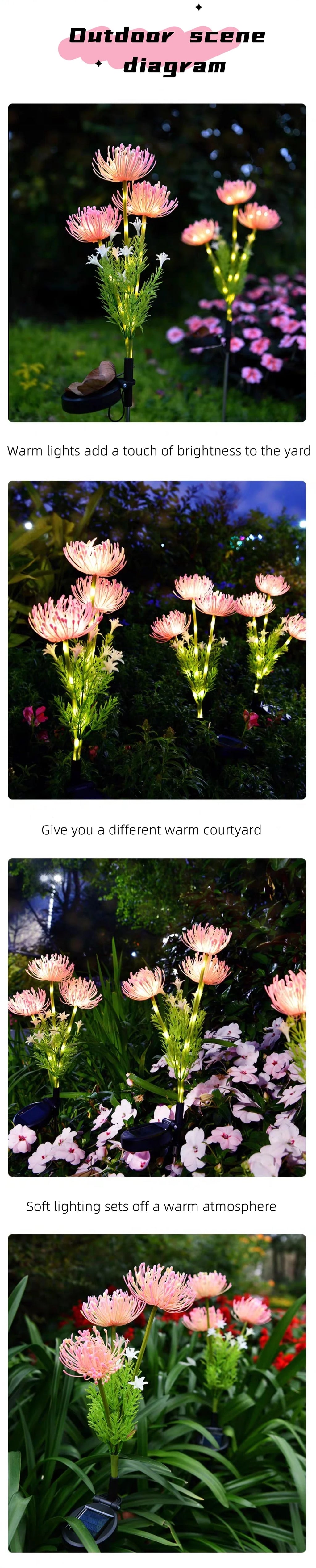 Solar Flower Stake Lights – Waterproof LED Garden Lamps for Outdoor Decoration