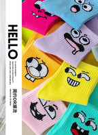 Cartoon Smiley Face Socks – Trendy Mid Tube Casual Wear for Women
