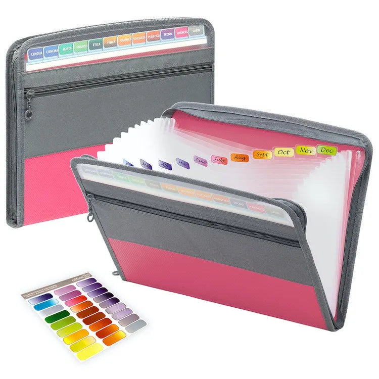 Expanding Accordion File Organizer – 13 Pockets with Zipper for Office