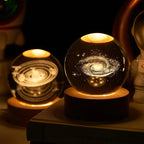 Galaxy Crystal Sphere Night Light – Clear Glass Globe for Home Decor