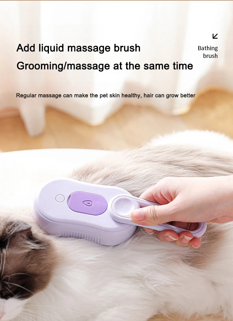 3-in-1 Pet Steam Grooming Brush – Electric Spray Comb for Dog and Cat Shedding