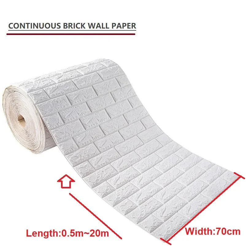 3D Foam Brick Wallpaper – Self-Adhesive Waterproof Wall Sticker for Home Decor