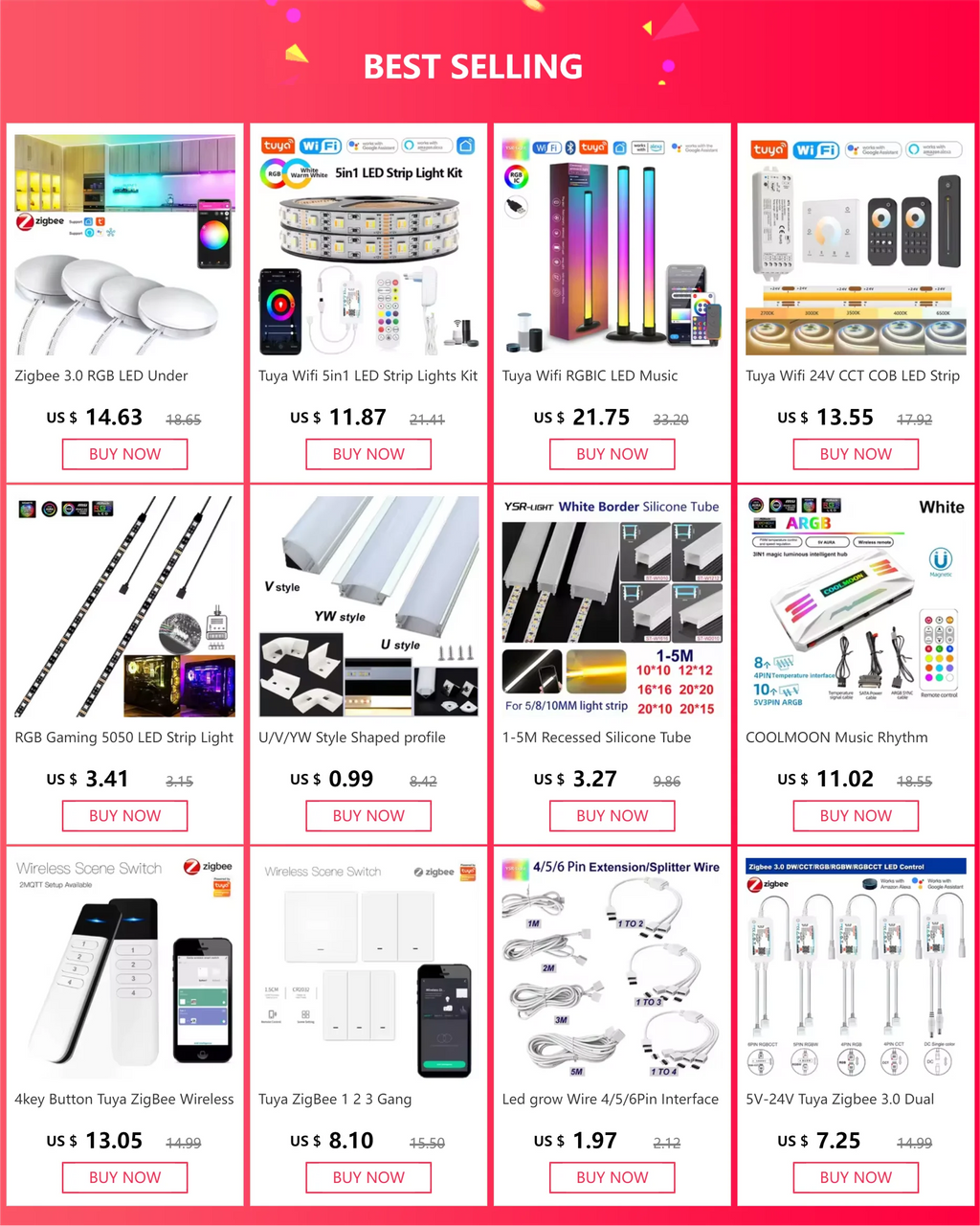 Tuya ZigBee Smart Scene Switch – 4-Key Wireless Remote for Home Automation