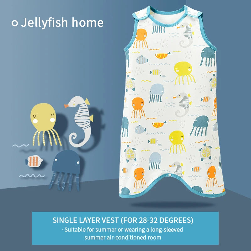 0.5 TOG Baby Sleeping Bag – Cartoon Print Cotton Sleeveless Sleep Sack for Summer
