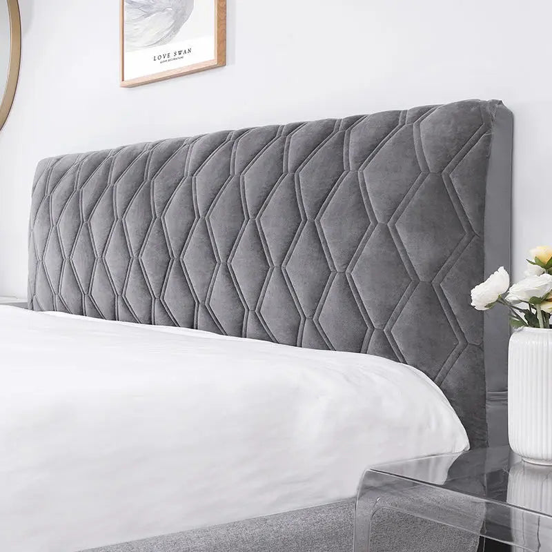 Velvet Headboard Cover – Quilted Dust Protector for Bedroom Decor