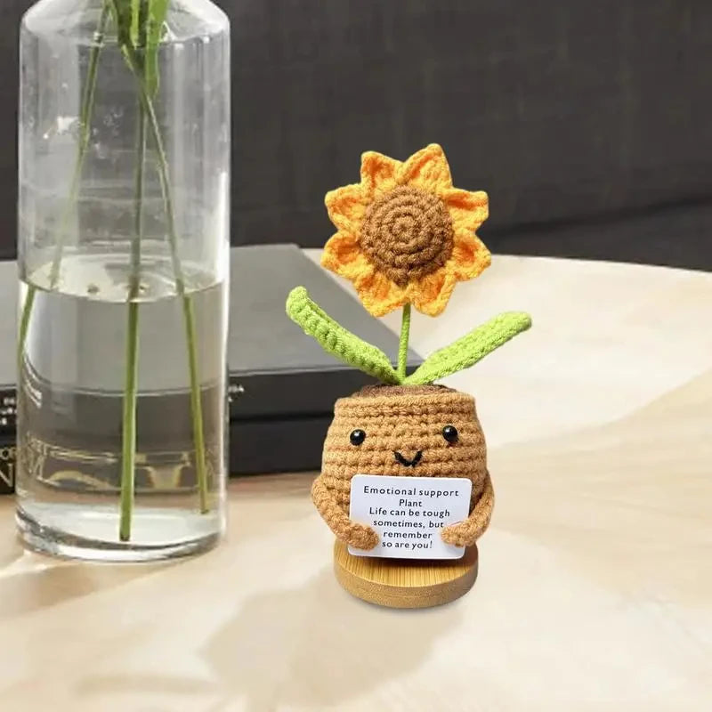 Knitted Heart Flower Doll – Positive Energy Plush for Desk Decor Gifts