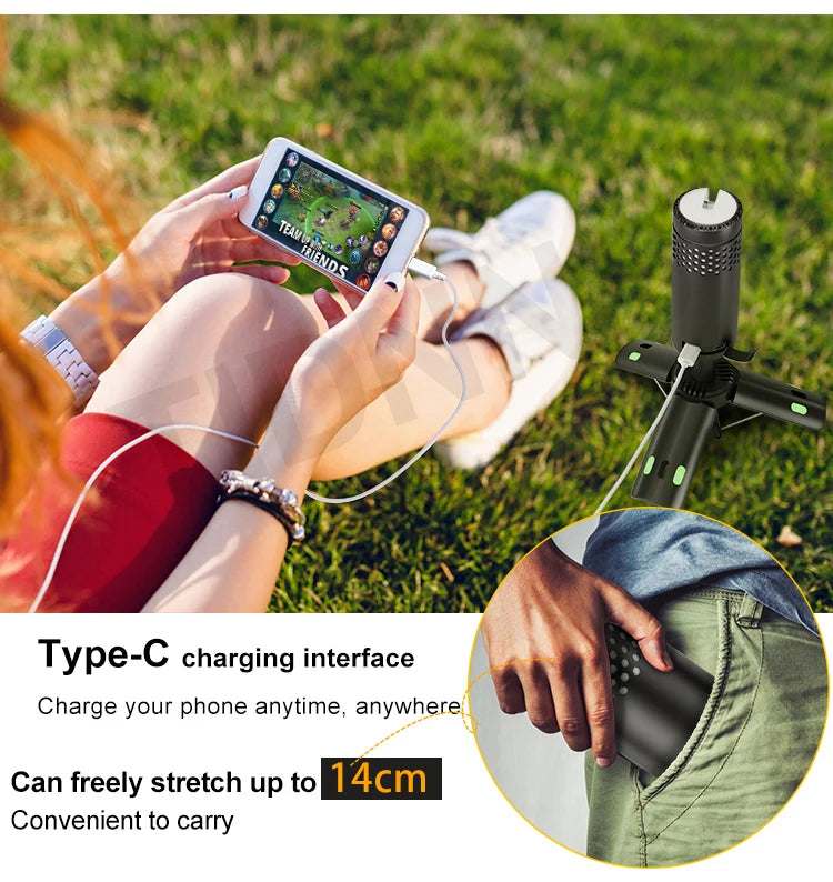 Rechargeable Telescopic LED Flashlight – Multifunctional Lamp for Outdoor Camping
