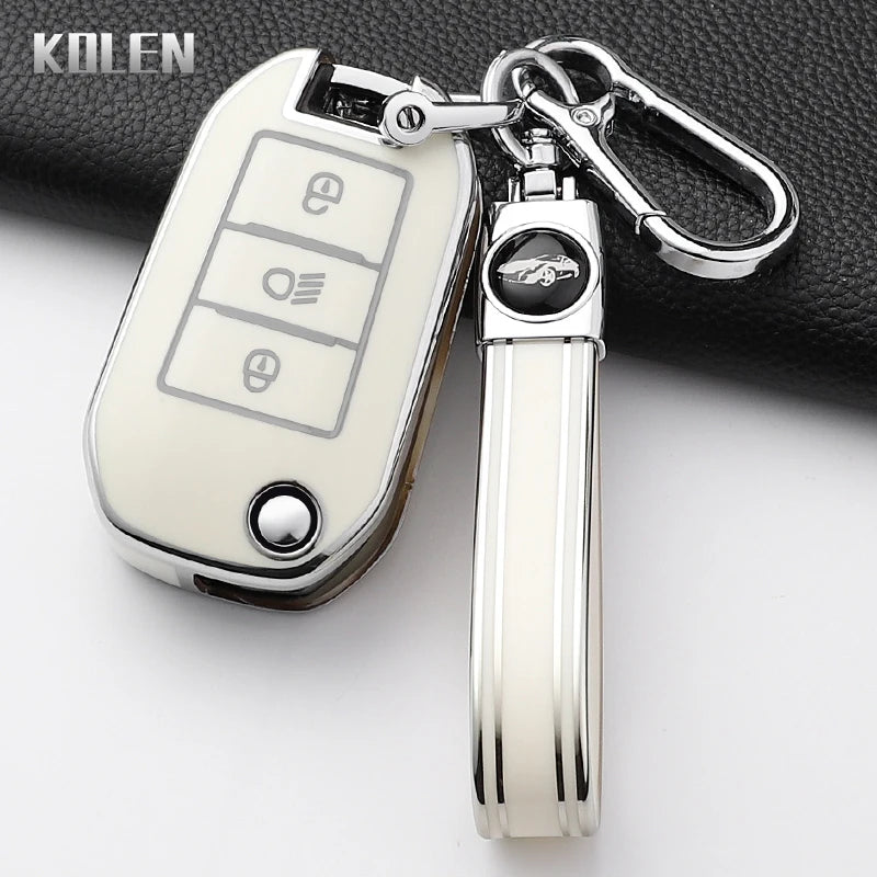 TPU Car Key Case Cover – Protective Keychain for Peugeot and Citroen Models