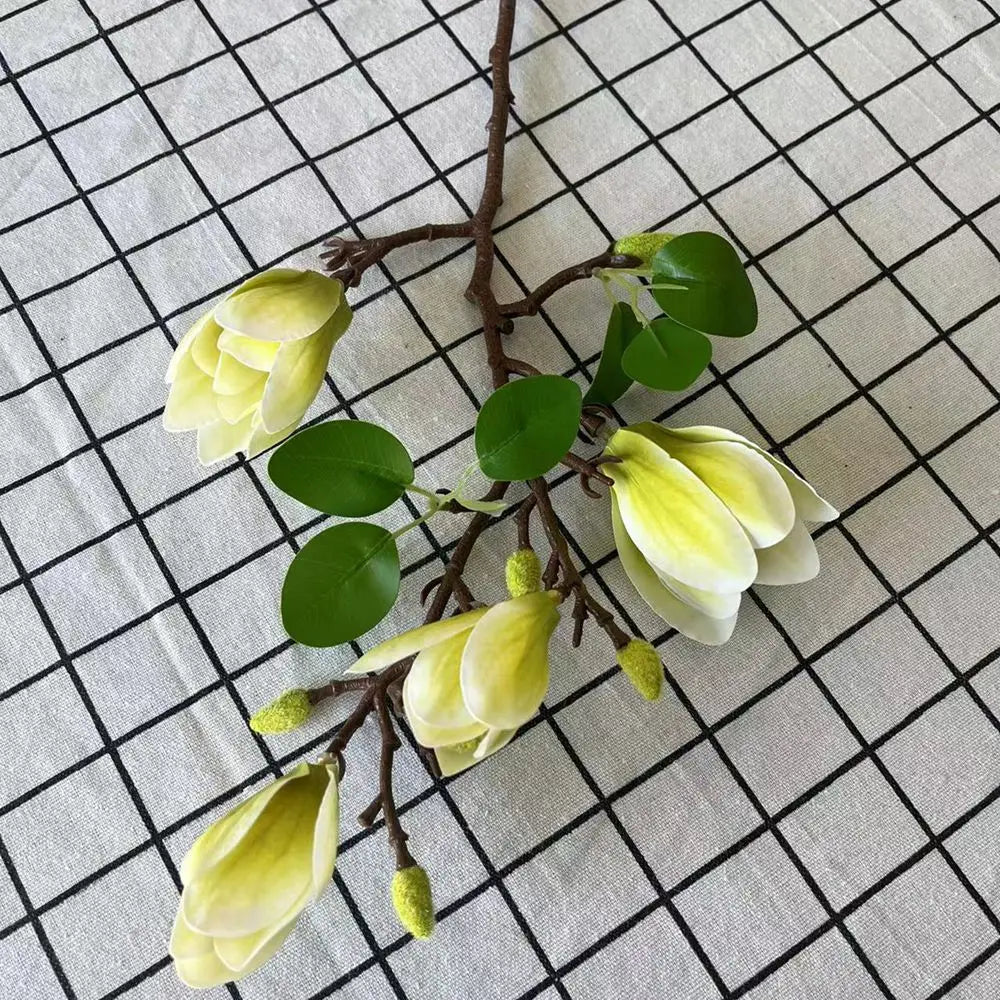 Silk Magnolia Flower Bouquet – Artificial Floral Decor for Wedding Party