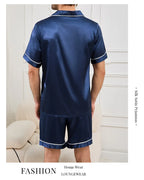Satin Pajama Set – Short Sleeve Button-Down Sleepwear for Men