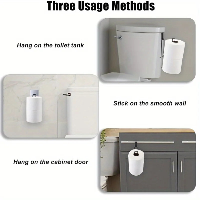 Adhesive Toilet Paper Holder – Wall Mount Bathroom Organizer for Kitchen Storage