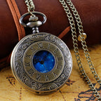 Antique Blue Dial Pocket Watch – Vintage Pendant Necklace for Holiday Gift
