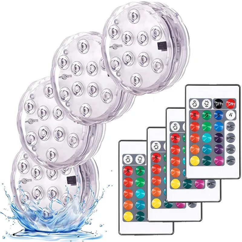 RGB LED Submersible Light – Waterproof Battery Operated Decor for Pool Parties
