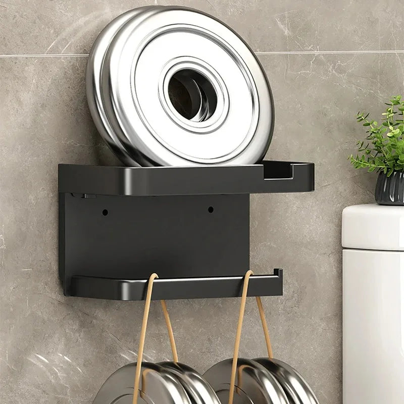 Wall Mounted Toilet Paper Holder – Plastic Storage Shelf for Bathroom