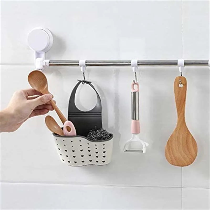 Adjustable Rubber Sink Caddy – Hanging Faucet Basket for Kitchen Organization