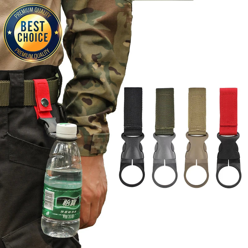 Nylon Webbing Bottle Holder – Tactical Carabiner Clip for Outdoor Hiking