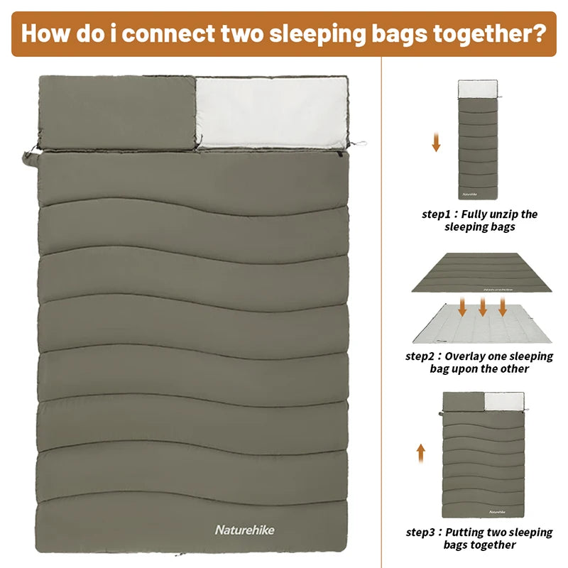 Ultralight Cotton Sleeping Bag – Splicable Double Design for Camping