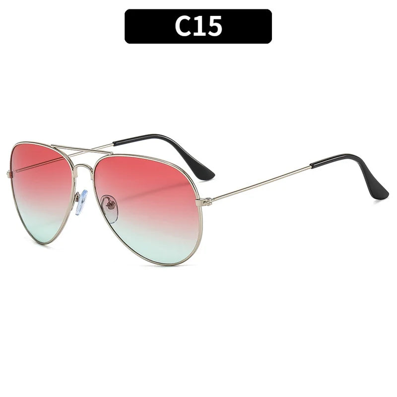 Double Bridge Aviator Sunglasses – Alloy Frame Gradient Lenses for Unisex Fashion