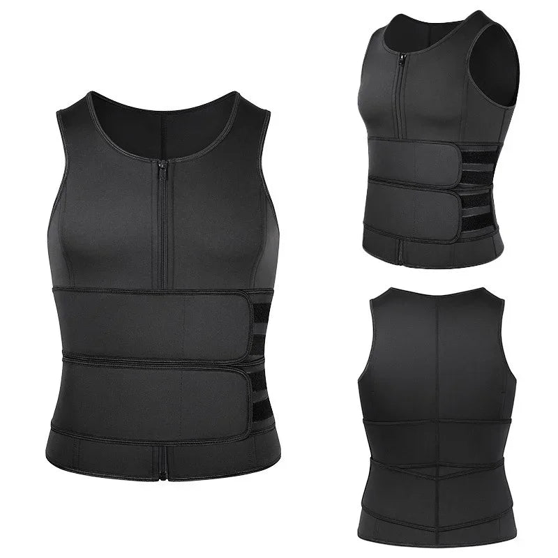 Men Compression Waist Trainer Vest – Slimming Sauna Shirt for Workout Fitness