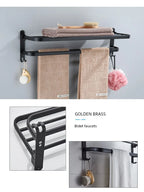 Matte Black Aluminum Towel Rack – 50cm Wall Mounted Holder with Hook