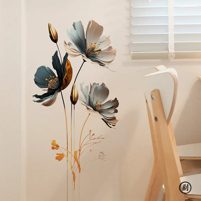 3D Relief Floral Wall Stickers – Self-Adhesive Decor for Kids Bedroom