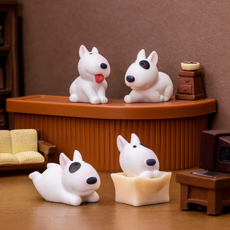 Mini Bull Terrier Dog Figurine – Micro Landscape for Home Desktop Decor
