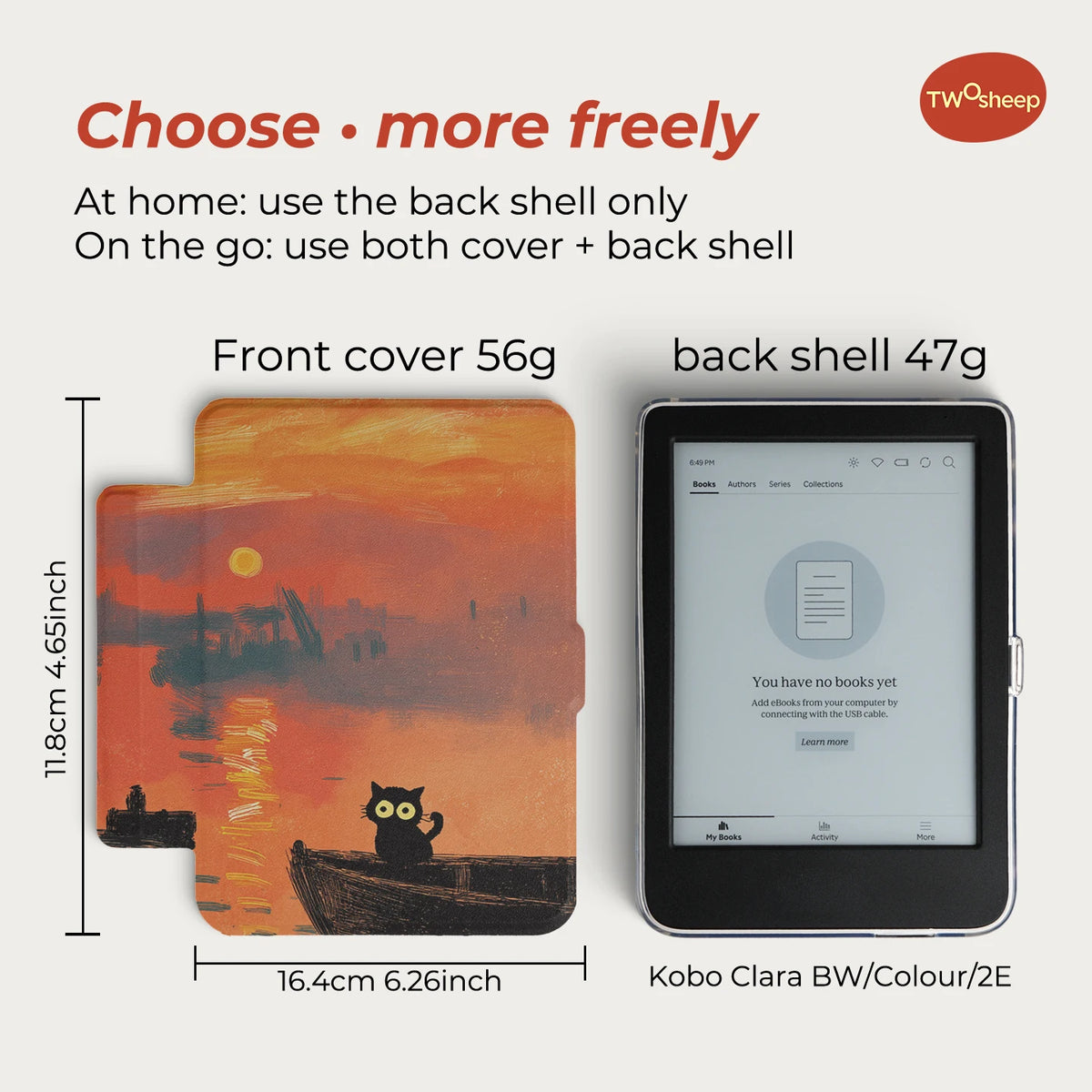 Magnetic Protective Case – Clear Back for Kobo Clara 6-inch E-Reader