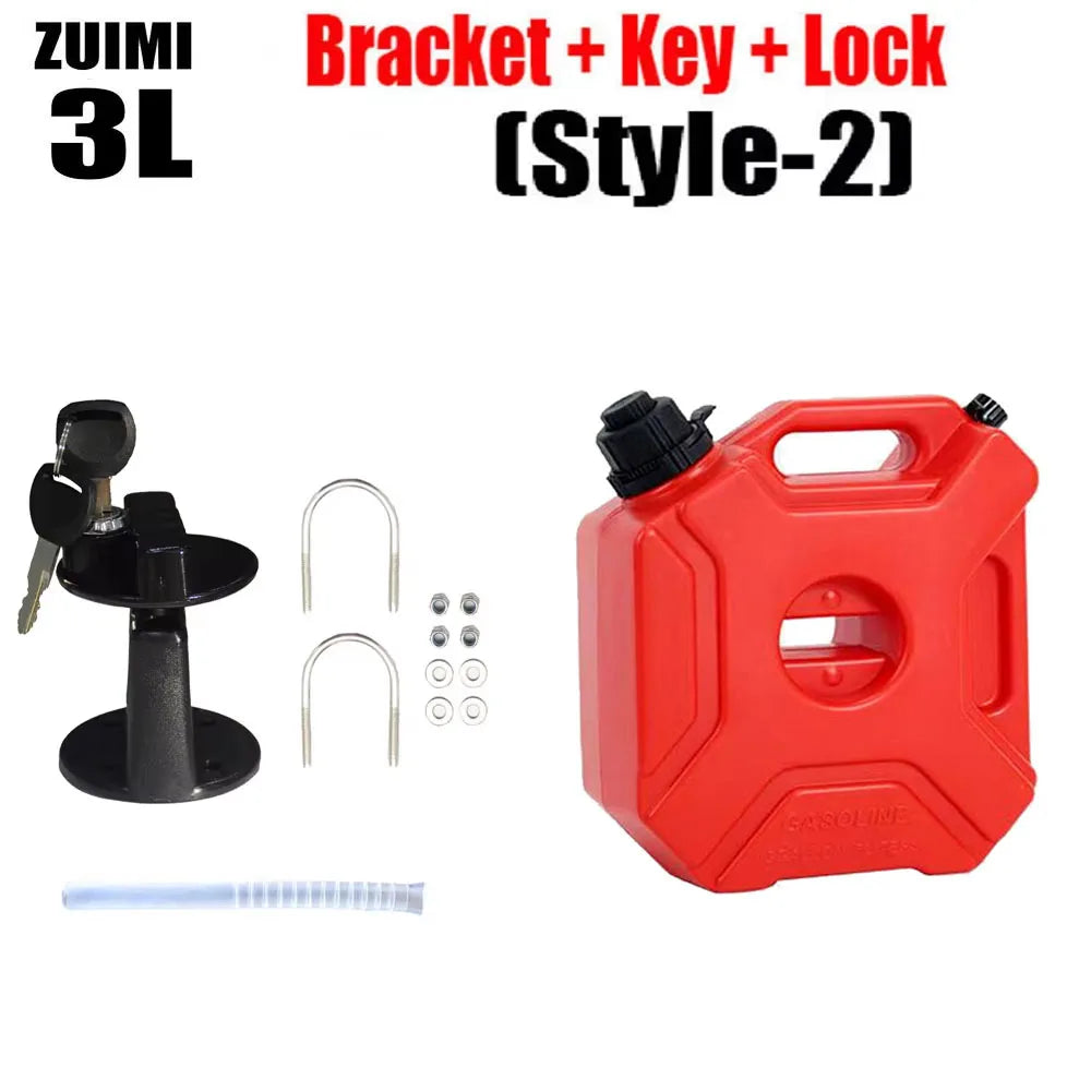 5L Plastic Fuel Canister – Lockable Backup Tank for Motorcycle SUV Storage