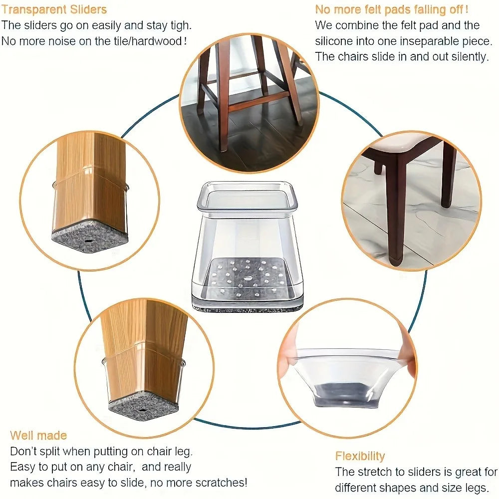 Silicone Chair Leg Floor Protectors – Scratch-Resistant Covers for Hardwood