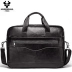 Genuine Leather Men Briefcase – Professional Laptop Messenger for Business