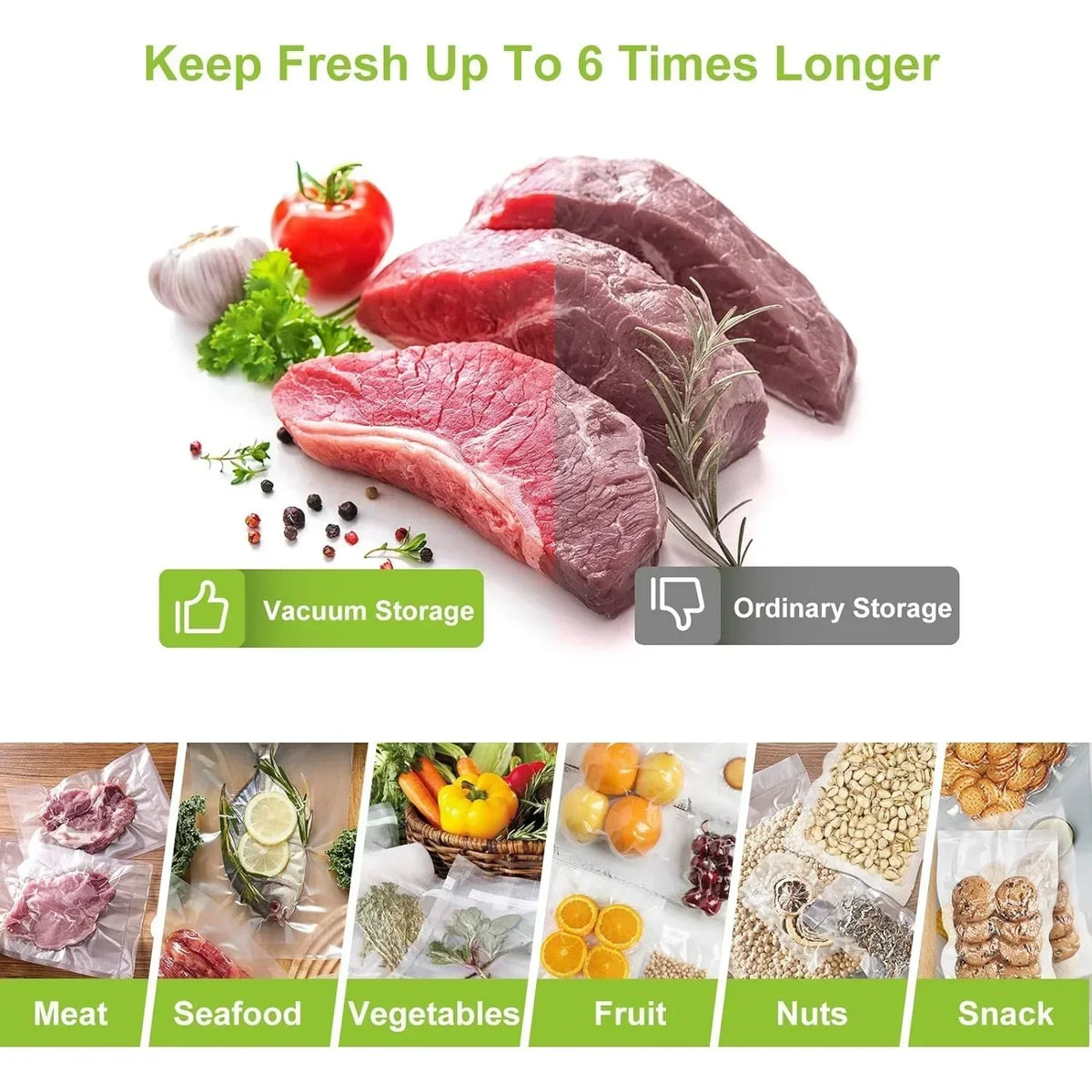 Embossed Vacuum Sealer Bags – Food Preservation Rolls for Sous Vide Cooking