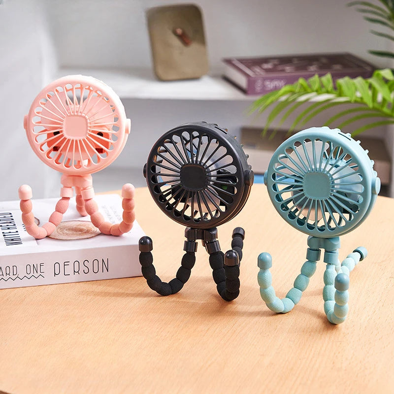 Flexible Tripod Stroller Fan – Rechargeable Personal Cooler for Travel