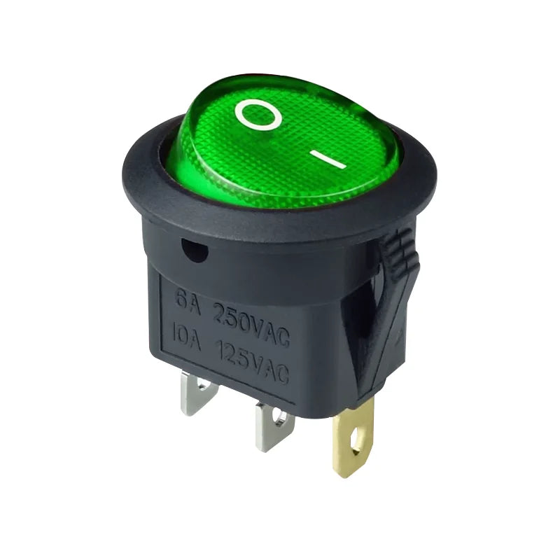 Round Rocker Switch – 12V 220V LED Power Button for Automotive Dash Controls