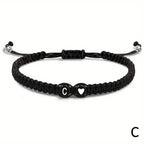 Initial Heart Braided Bracelet – Adjustable A-Z Friendship Jewelry for Gifts