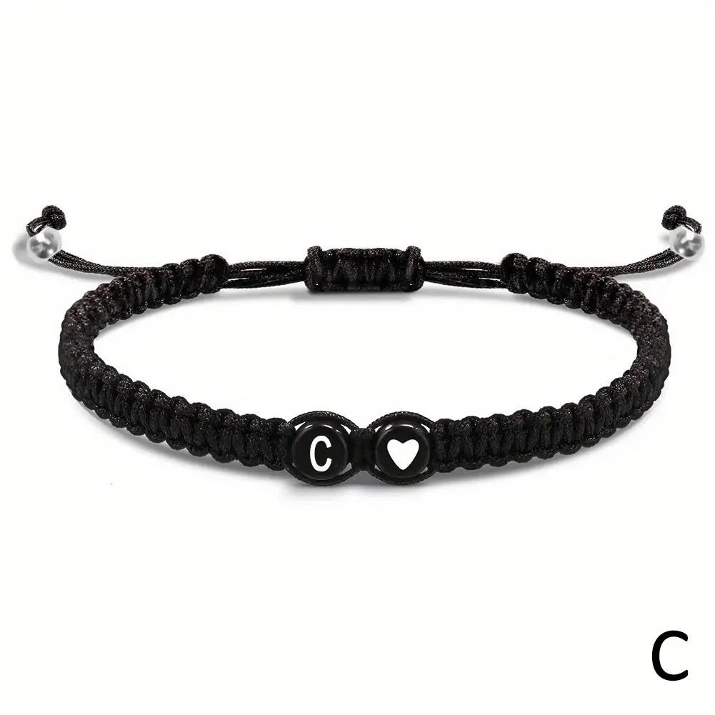 Initial Heart Braided Bracelet – Adjustable A-Z Friendship Jewelry for Gifts
