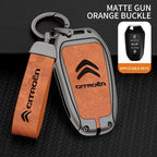 Zinc Alloy Leather Car Key Case – Protective Remote Cover for Citroen Models