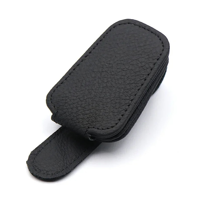 Magnetic Leather Sunglasses Clip – Universal Sun Visor Holder for Car