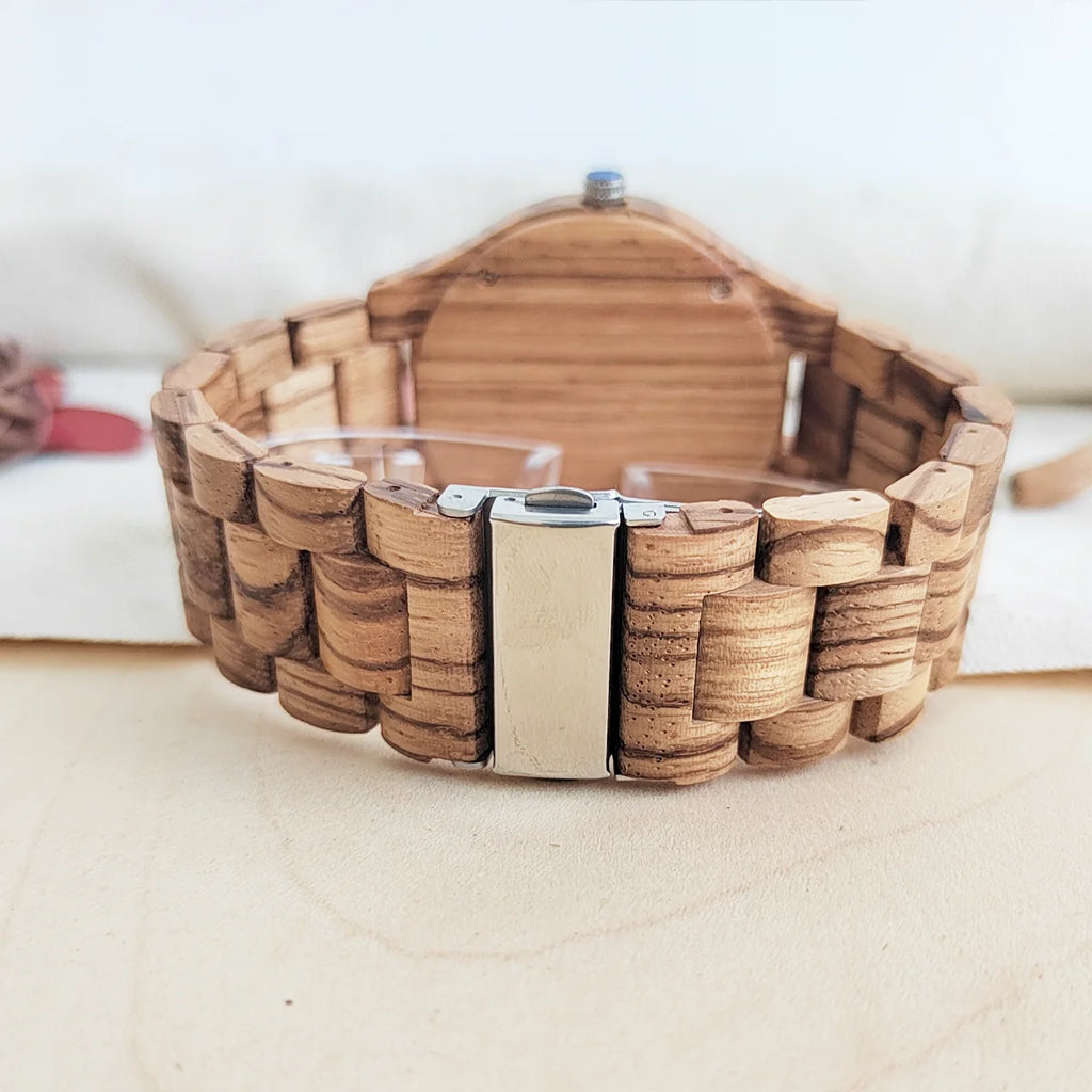 Vintage Wooden Wristwatch – Personalized Leather Strap for Birthday Gift
