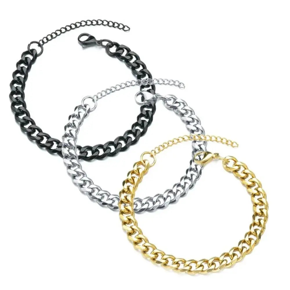 Stainless Steel Cuban Chain Bracelet – Unisex Classic Jewelry for Casual Gifts