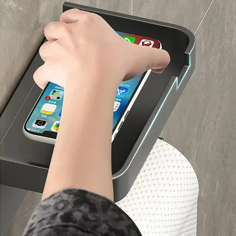 Wall Mounted Toilet Paper Holder – Plastic Storage Shelf for Bathroom