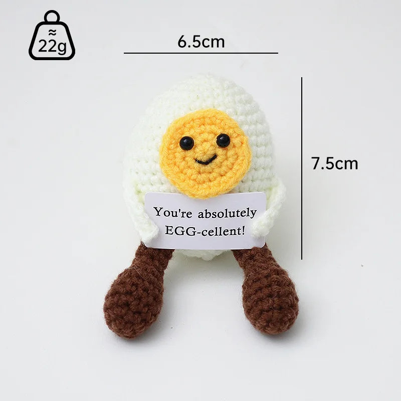 Handmade Wool Crochet Dog Doll – Positive Affirmation Plush for Home Decor