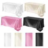 Satin Rectangle Tablecloth – Smooth Solid Color Cover for Wedding Parties