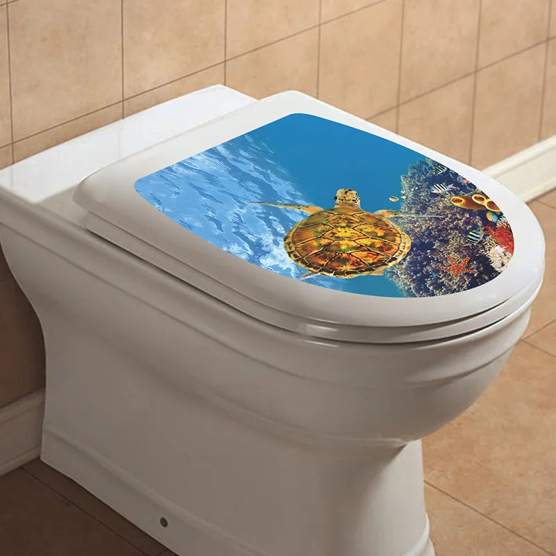 Decorative Toilet Seat Decal – Underwater Sea Shell Art for Bathroom Decor