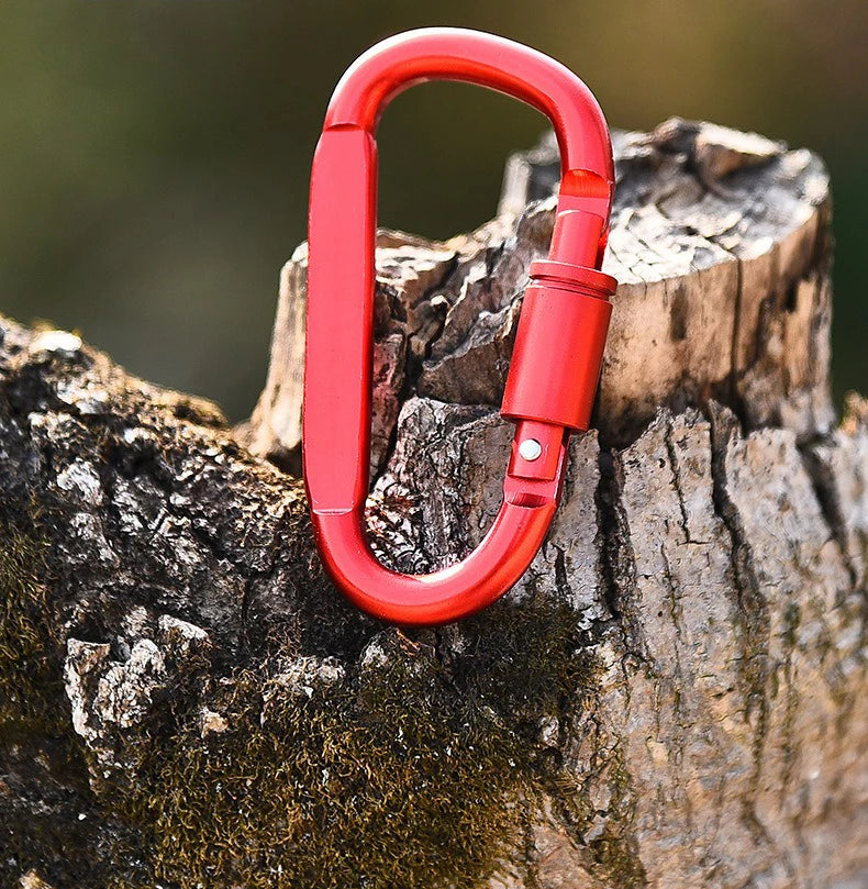 Aluminum D-Shaped Carabiners – 8cm Tactical Clips for Outdoor Camping Gear