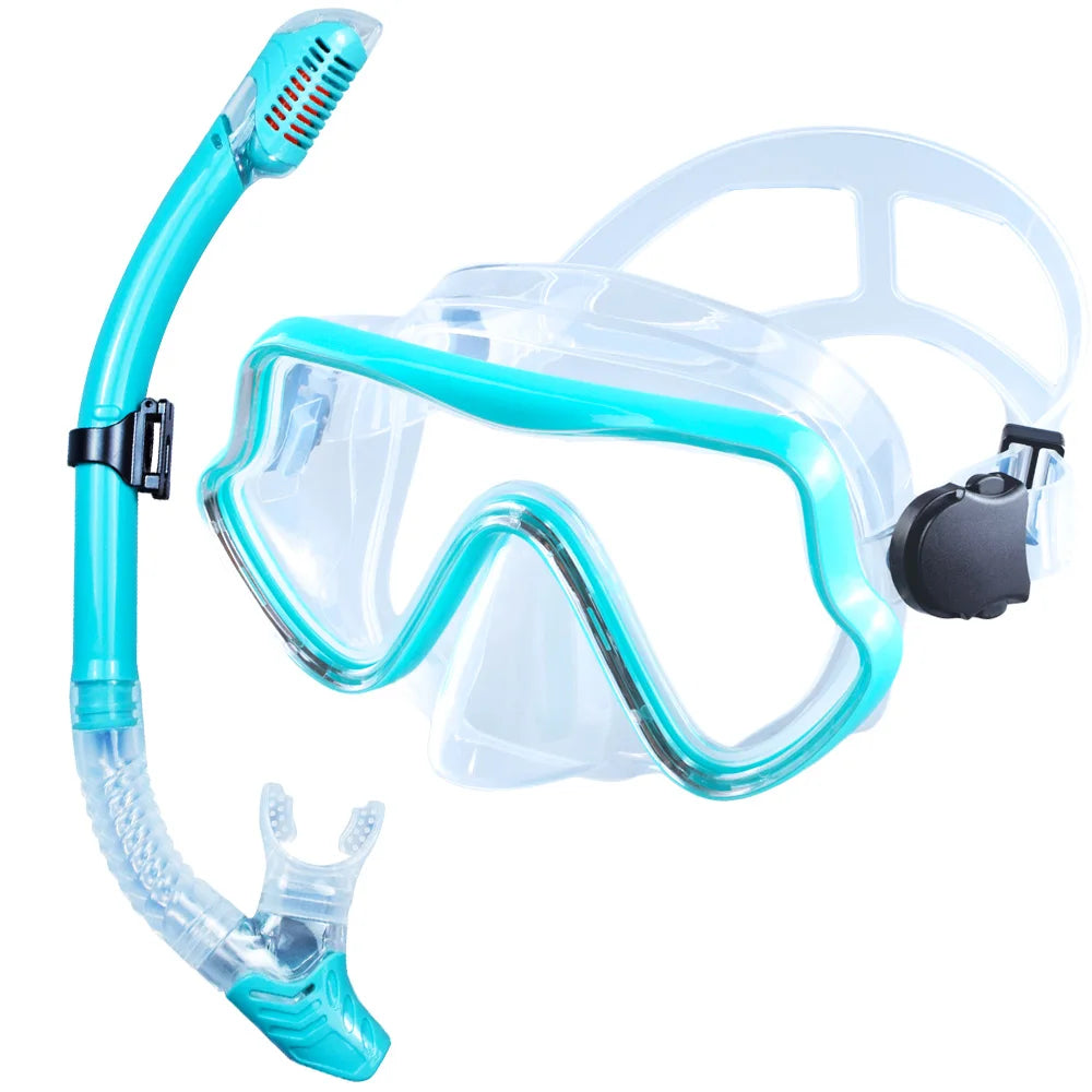 Tempered Glass Scuba Mask Set – Panoramic Snorkeling Gear for Adults