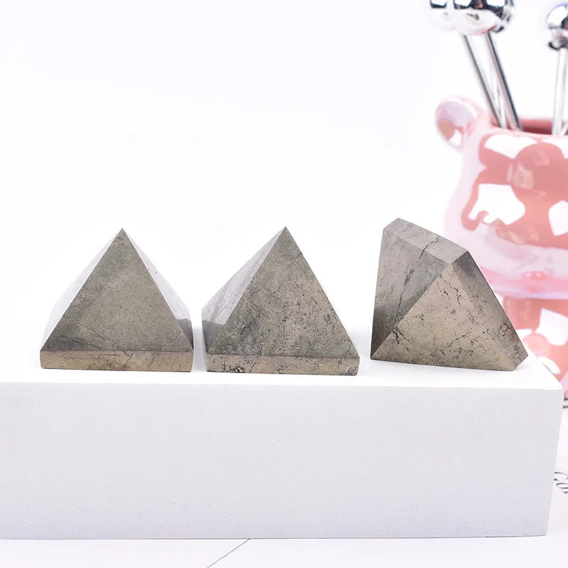 Natural Pyrite Crystal Pyramid – Polished Energy Tower for Home Decor Gifts