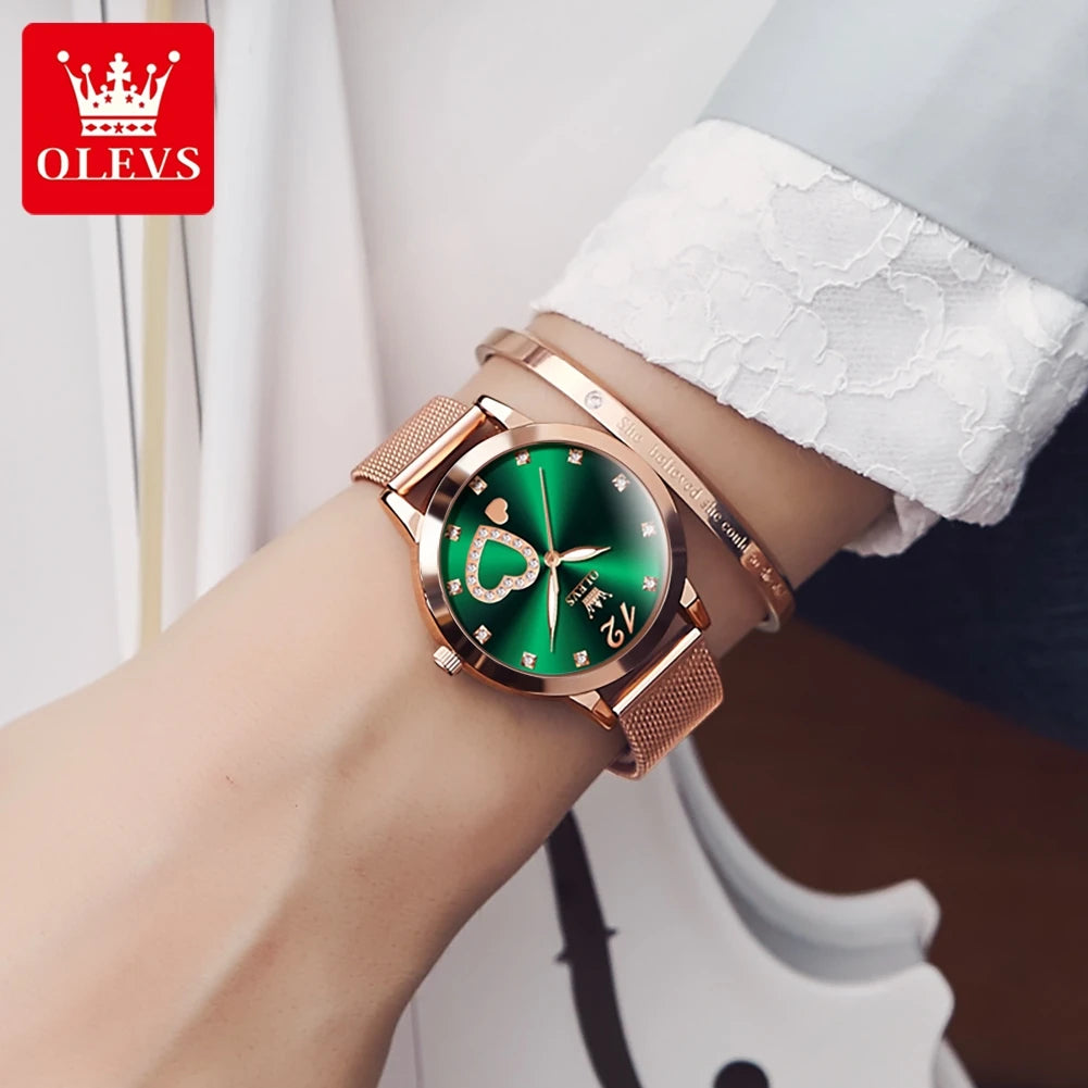 Quartz Women's Watch – Milanese Mesh Band with Diamond Accents for Daily Wear