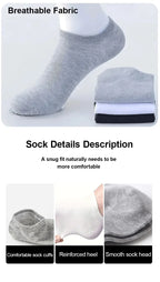 Men's Ankle Boat Socks – Solid Color Sweat-Absorbent Cotton for Business Sport